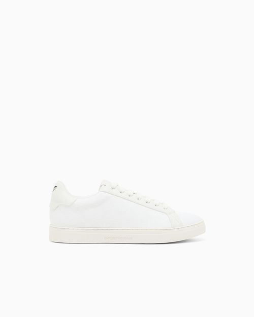 Nylon sneakers with jacquard all-over eagle