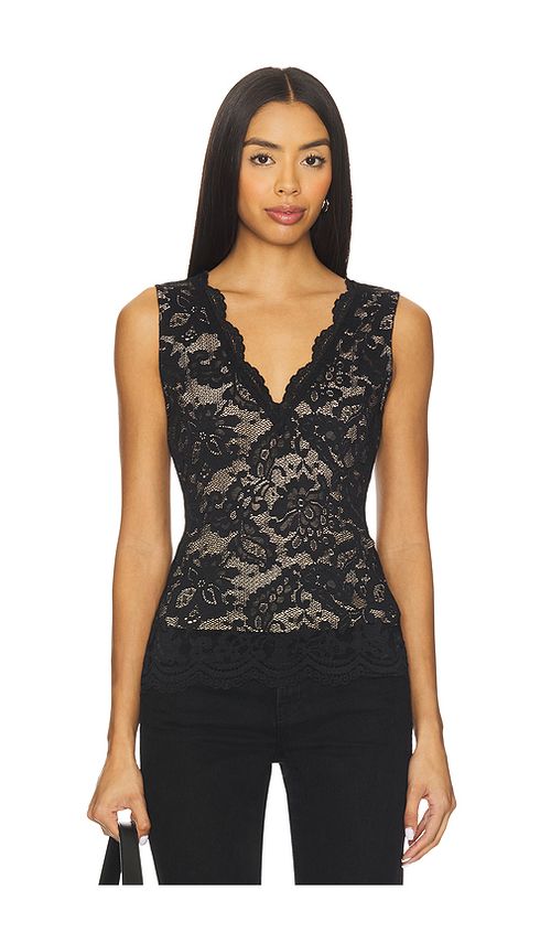 Generation Love Leila Stretch Lace Top in Black & Beige. XL also in L, M