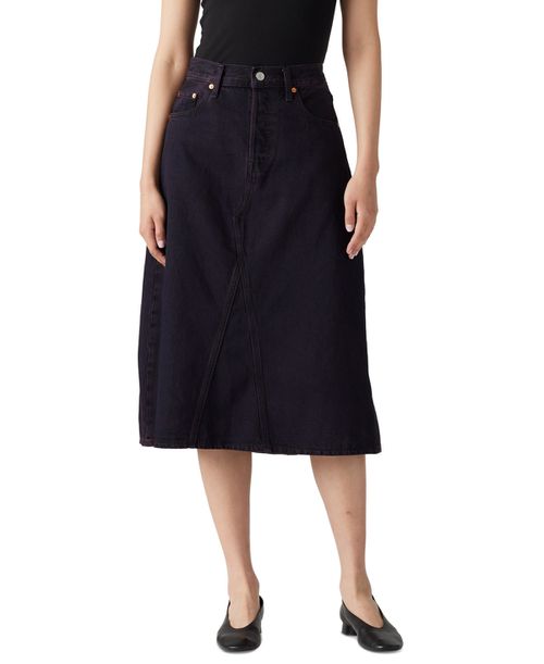 Women's High Rise A-Line Deconstructed Denim Skirt - Dark Art S