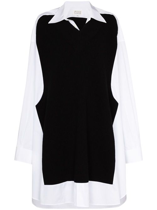 Panelled shirt dress - White