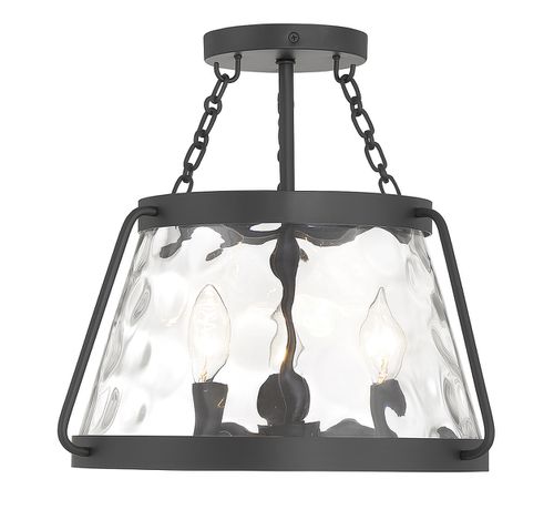 Matte Black Three Light Semi-Flush Mount from the Crawford Collection