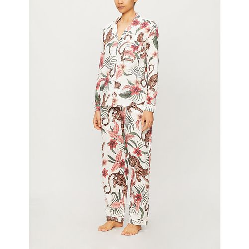 Womens Cream Multi Soleia Jungle-print Organic Cotton Pyjama set