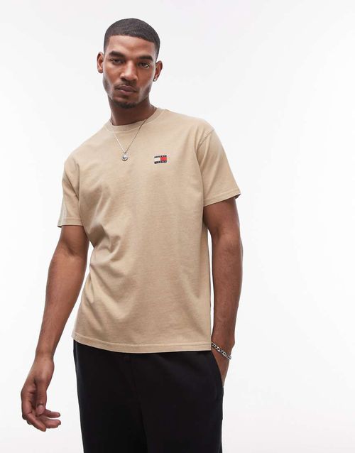 Tommy Jeans relaxed badge logo t-shirt in tan-Neutral
