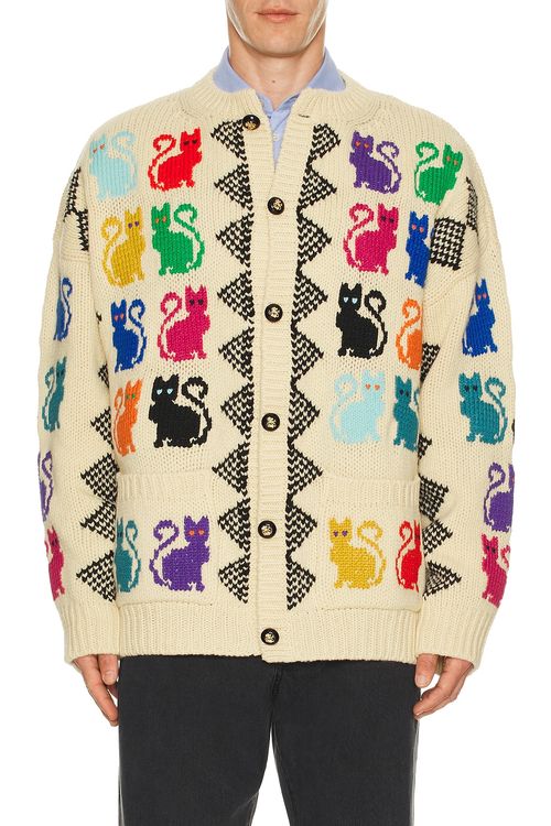 Valentino Wool Cat Cardigan in Multicolor - Cream. M also in