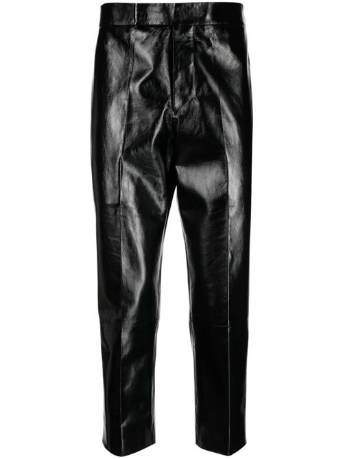 Cropped leather trousers - Black