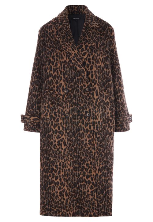 Womens Brown Leopard Print Dad Coat