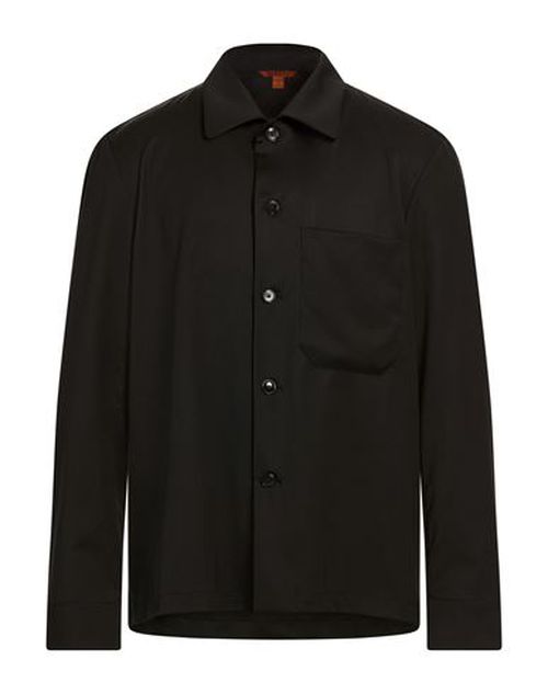 Man Shirt Black Size 36 Virgin Wool, Elastane