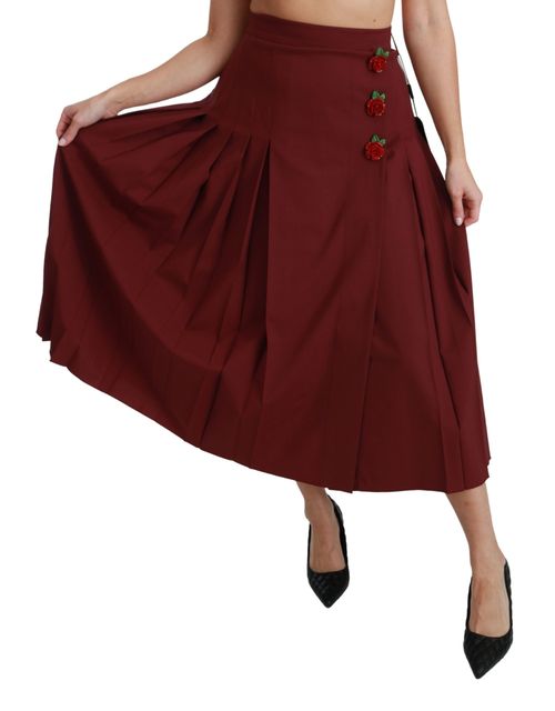 Pleated Wool Skirt — Red
