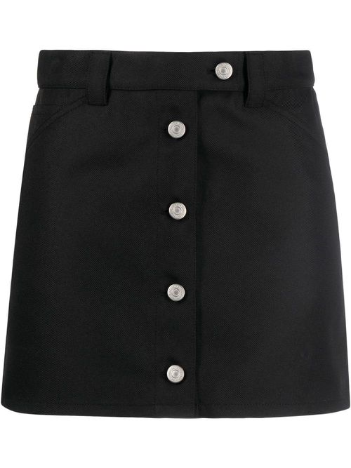 Workwear button-up twill skirt - Black