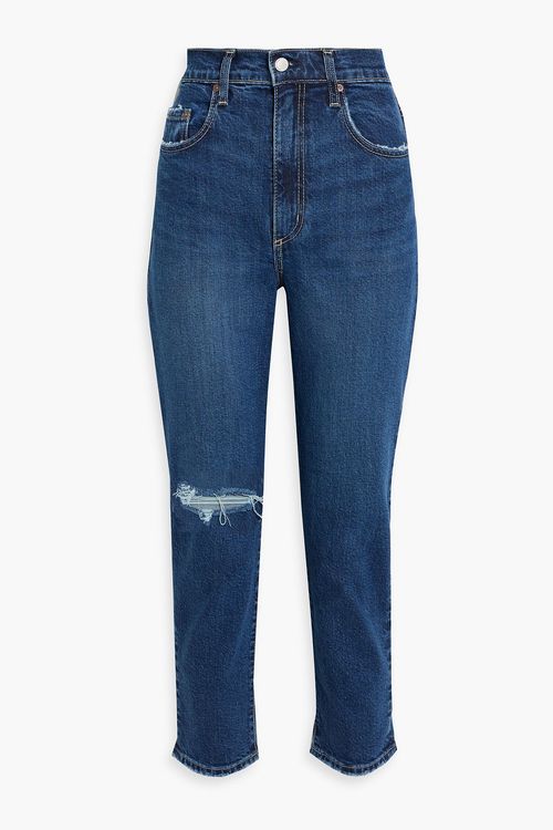 Frankie cropped distressed high-rise slim-leg jeans - Blue - 24