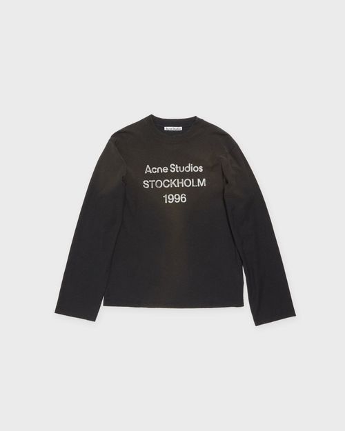 Acne Studios T-Shirt Long Sleeve Logo Relaxed Faded black