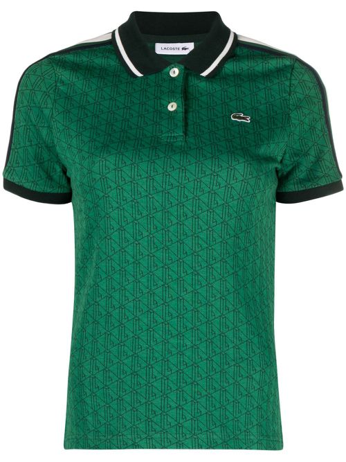 Logo-embroidered cotton polo top - Green