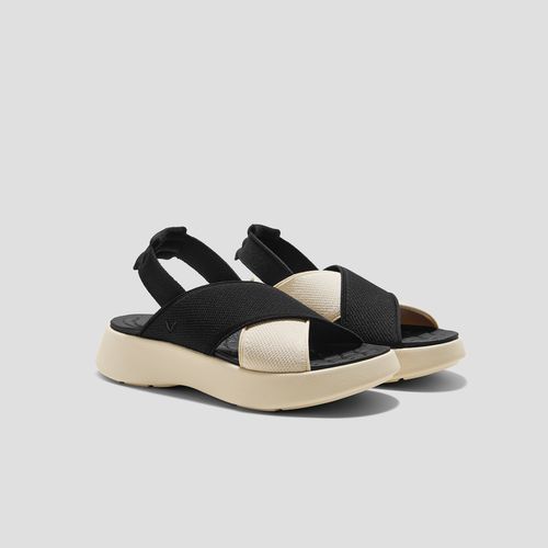 VIVAIA Elastic Back Strap Walker Sandals Kara 2.0|BLACK & CREAM IVORY