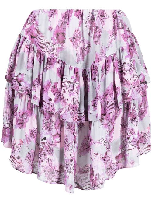 Floral-print tiered skirt - Grey