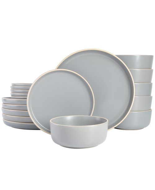 Home Zuma 18 Piece Dinnerware Set, Service for 6 - Grey