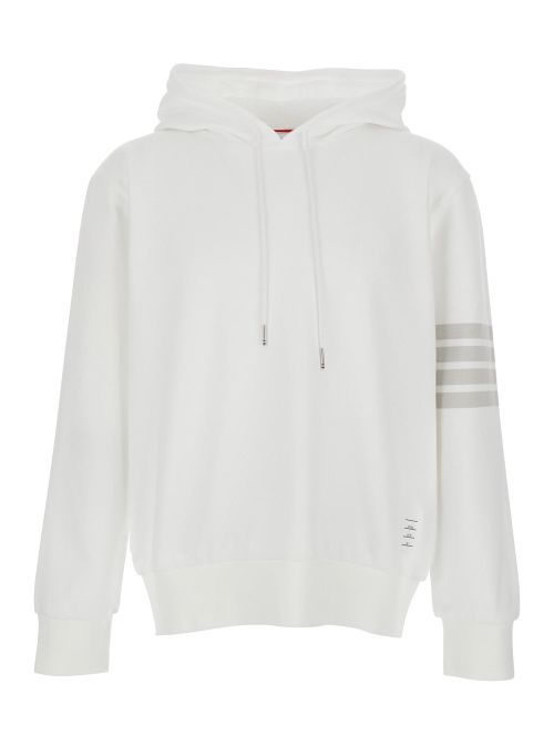 Cotton 4Bar Stripe Hoodie — White