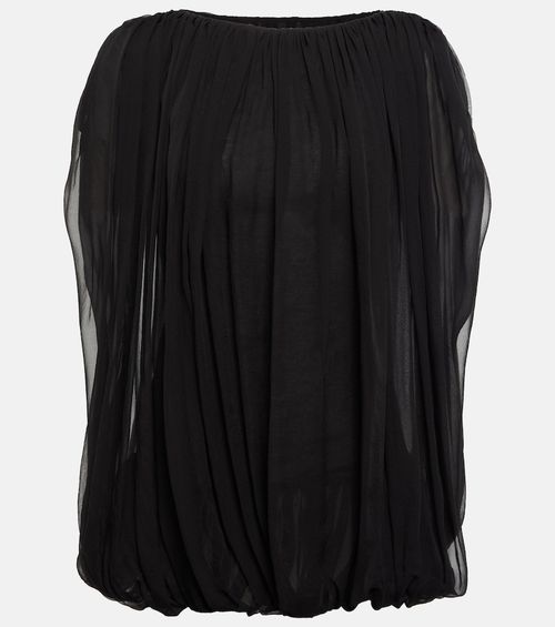 Gathered silk chiffon top