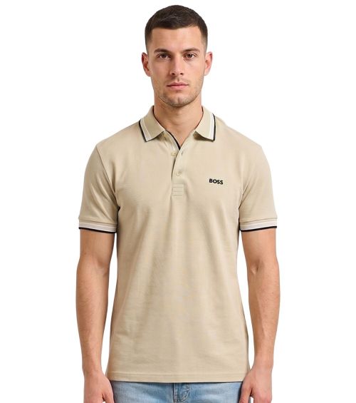 Beige Shirt Collar Polos