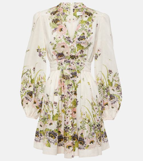 Halliday Plunge floral linen minidress
