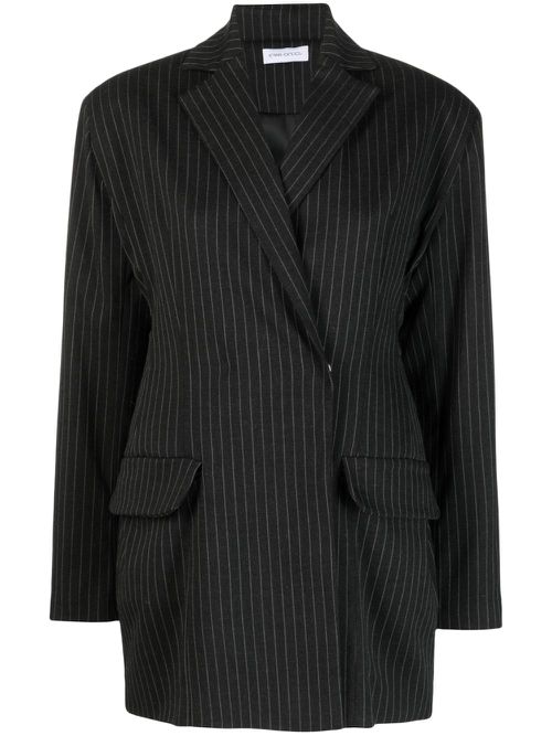 Pinstripe-print wool blazer - Black