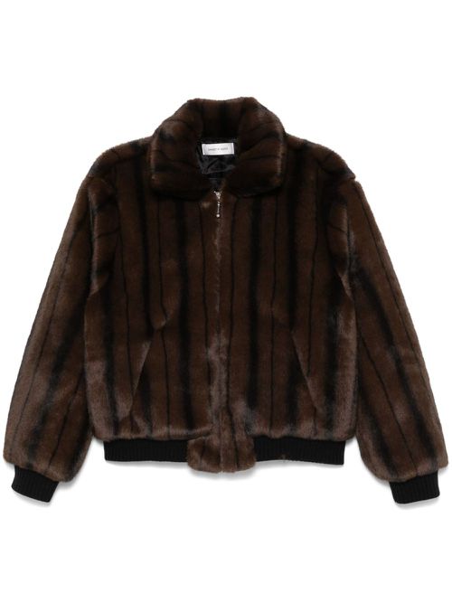 Pinstriped bomber jacket - Brown