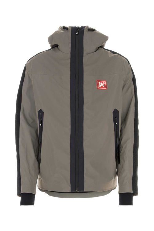 Color-Block Polyester Ski Jacket — Taupe