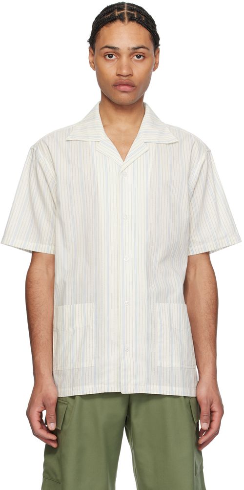 Drôle de Monsieur オフホワイト＆ブルー La Chemise Rayée シャツ