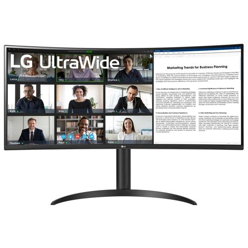LG 34" UltraWide™ WQHD 1440P HDR 10 100Hz Curved Monitor with USB Type-C, sRGB Color Gamut, Black