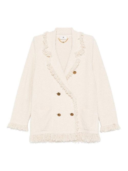 Boucl Knit Jacket With Fringes By