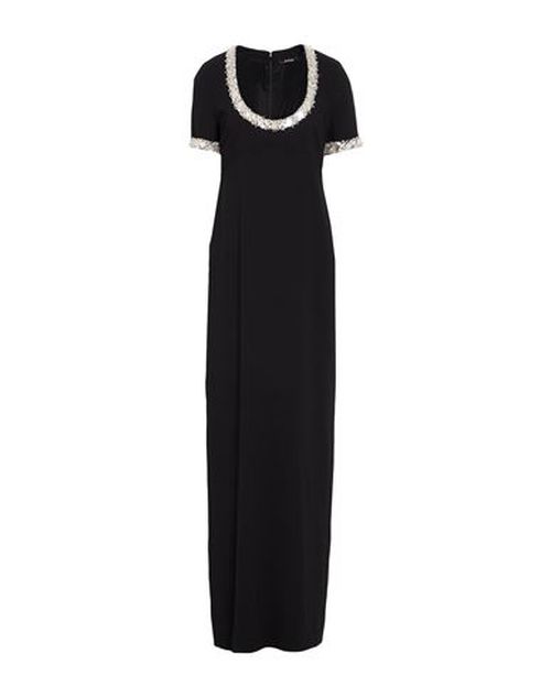 Woman Maxi dress Black Size 8 Polyester, Glass, Plastic