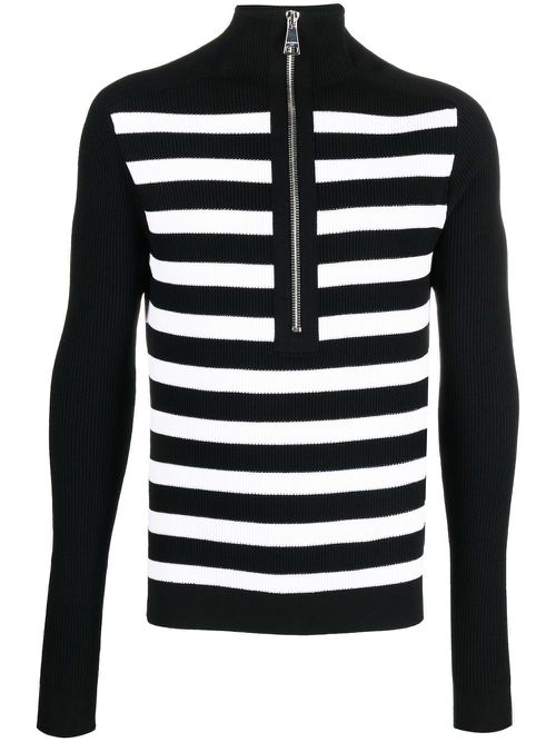 Striped half-zip jumper - Black