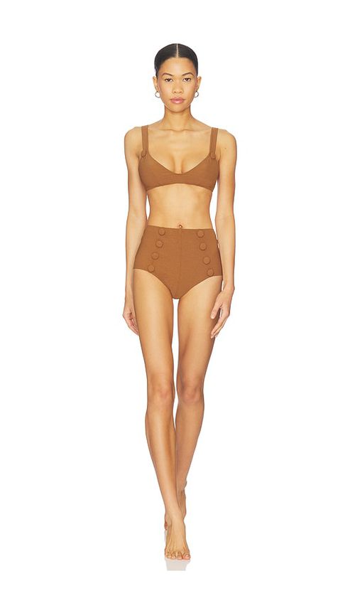 Lisa Marie Fernandez Magdalena High Waist Bikini Set in Tan. - M also in L
