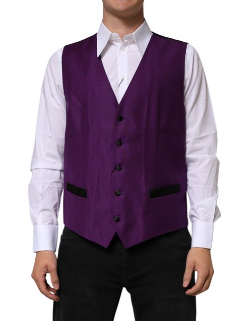 Virgin Wool Dress Vest — Purple