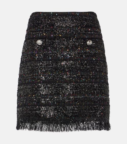 Sequined tweed miniskirt