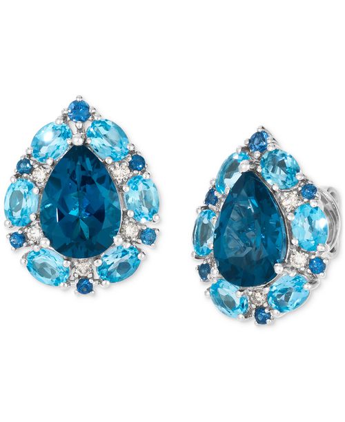 Deep Sea Blue Topaz (2-2/5 ct. t.w.), Blue Topaz (2-3/20 ct. t.w.), Blueberry Sapphire (1/5 ct. t.w.) & Nude Diamond (1/8 ct. t.w.) Ring in 14