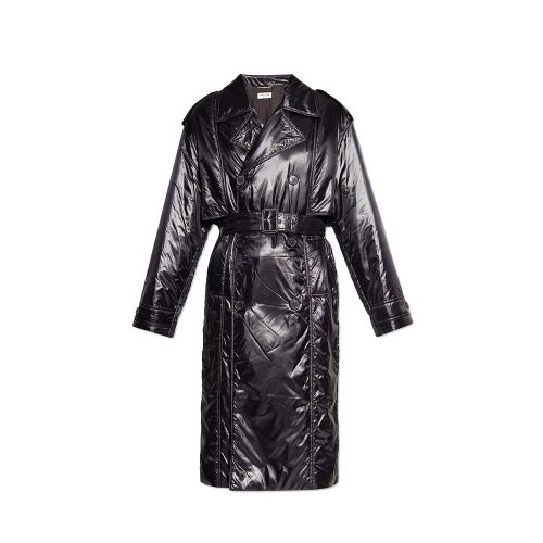 Belted Nylon Coat — Black