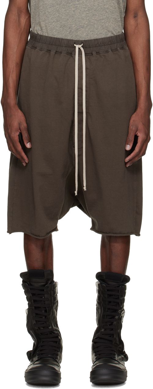 Brown Temple Drawstring Pod Shorts