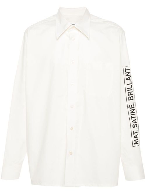 Slogan-print poplin shirt - Neutrals