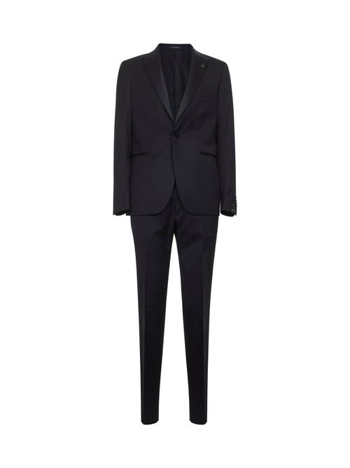Virgin Wool Tuxedo Pant Suit — Navy