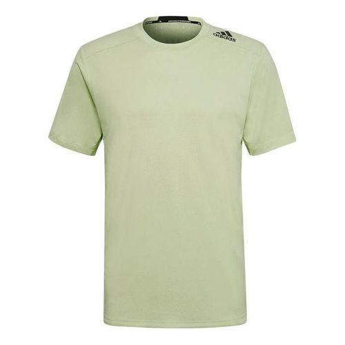Men's Solid Color Logo Printing Round Neck Short Sleeve Green T-Shirt