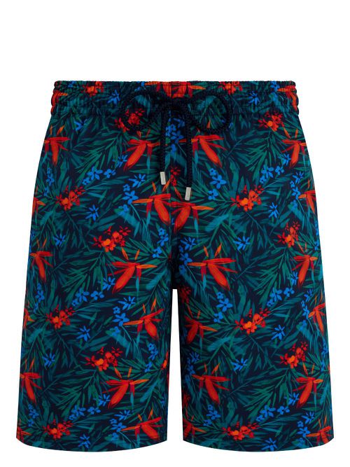 Tropical Flowers-print swim shorts - Blue