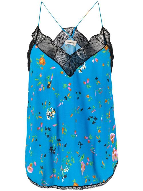 Christy floral-print vest - Blue