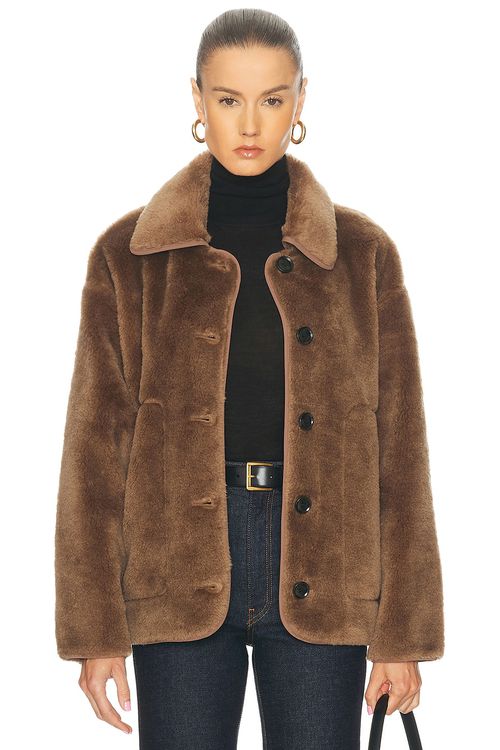 Citizens of Humanity Astrid Sherpa Jacket in Warm Tan - Brown. XS also in L, M