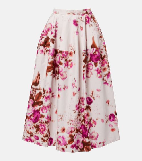 Floral cotton poplin midi skirt
