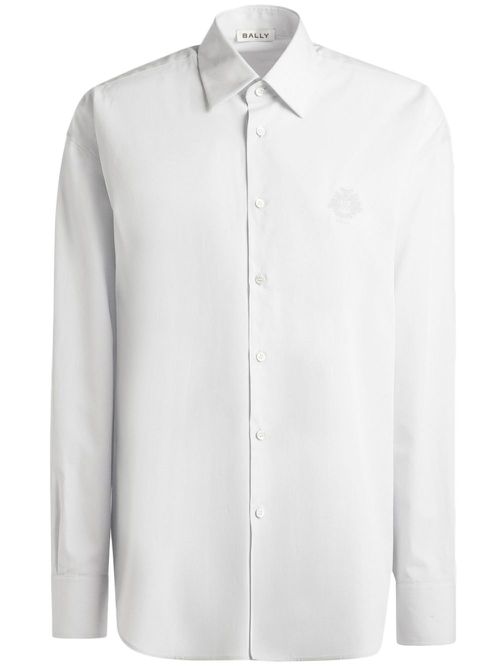 Logo-embroidered cotton shirt - White