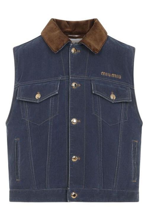 ミュウミュウ ボタンアップ デニム ジレ