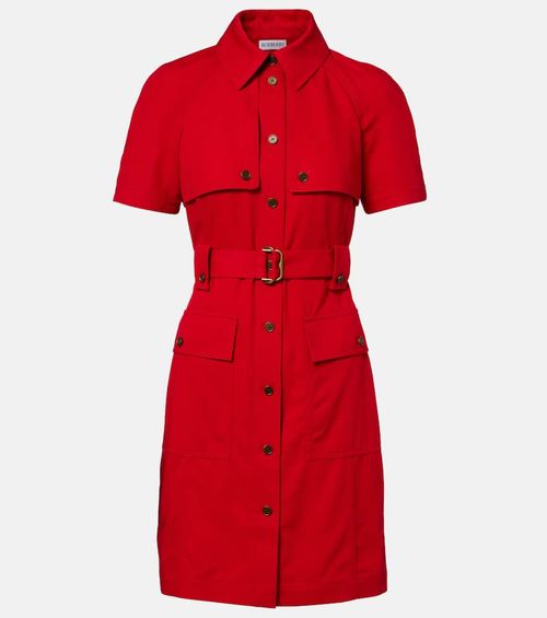 Belted wool shirt dress