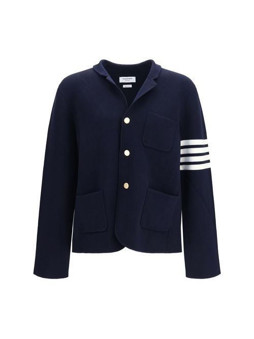 Four-Bar Sleeve Detail Wool Jacket — Navy