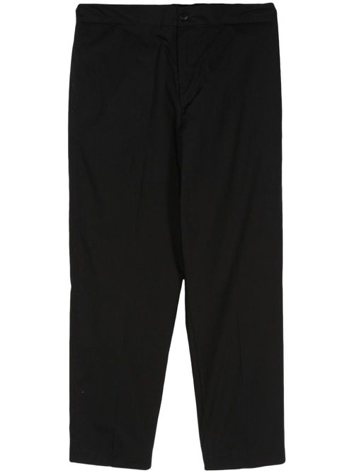 Cotton tapered-leg trousers - Black