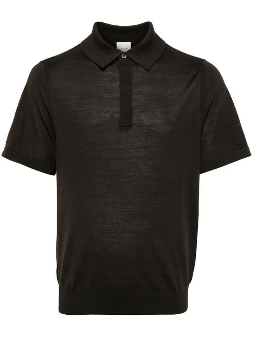 Polo collar knitted top - Brown